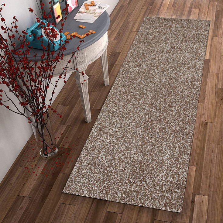 2' x 8' Beige Heather Plain Runner Rug