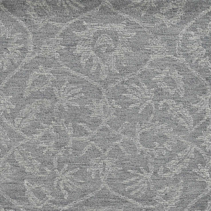 2' x 8' Grey Hand Tufted Space Dyed Floral Ogee Indoor Runner Rug