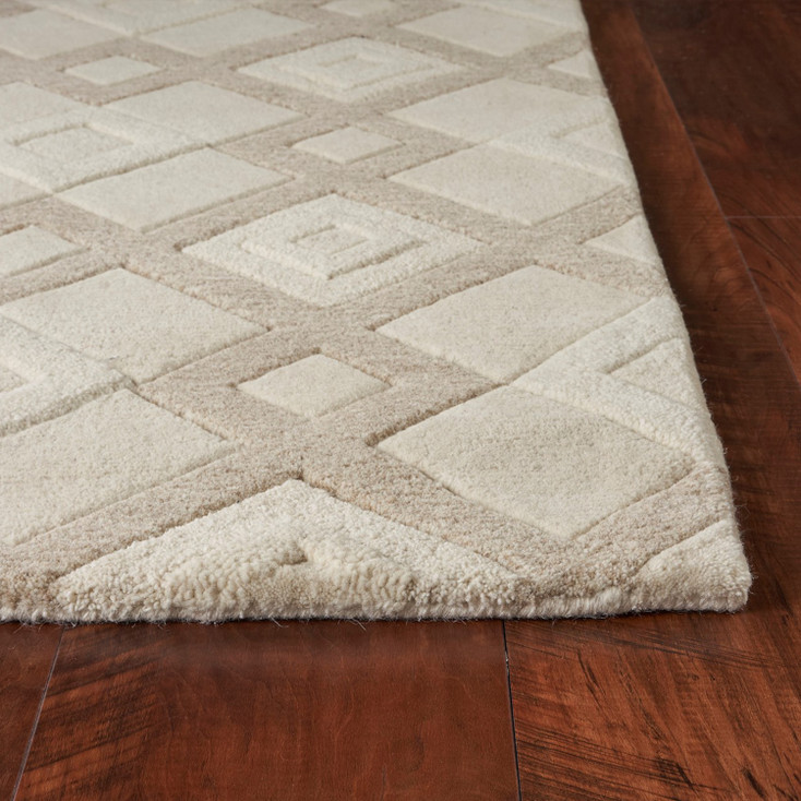 2' x 8' Ivory Diamond Tiles Wool Runner Rug