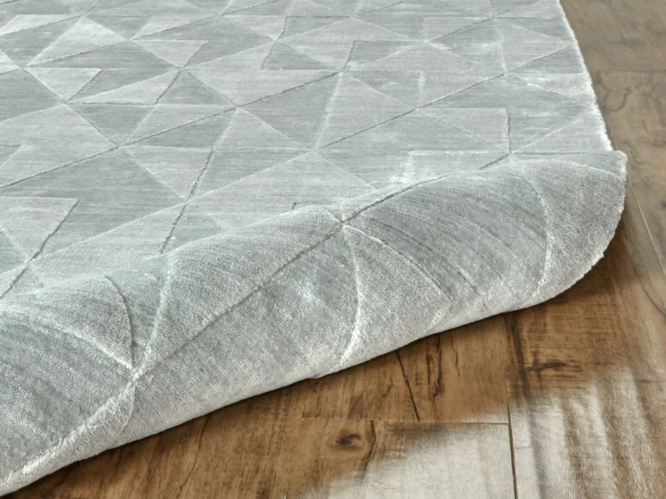 2' x 8' Gray Ivory and Silver Geometric Hand Woven Runner Rug