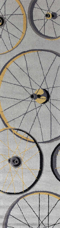 2' x 8' Grey Wheels Runner Rug
