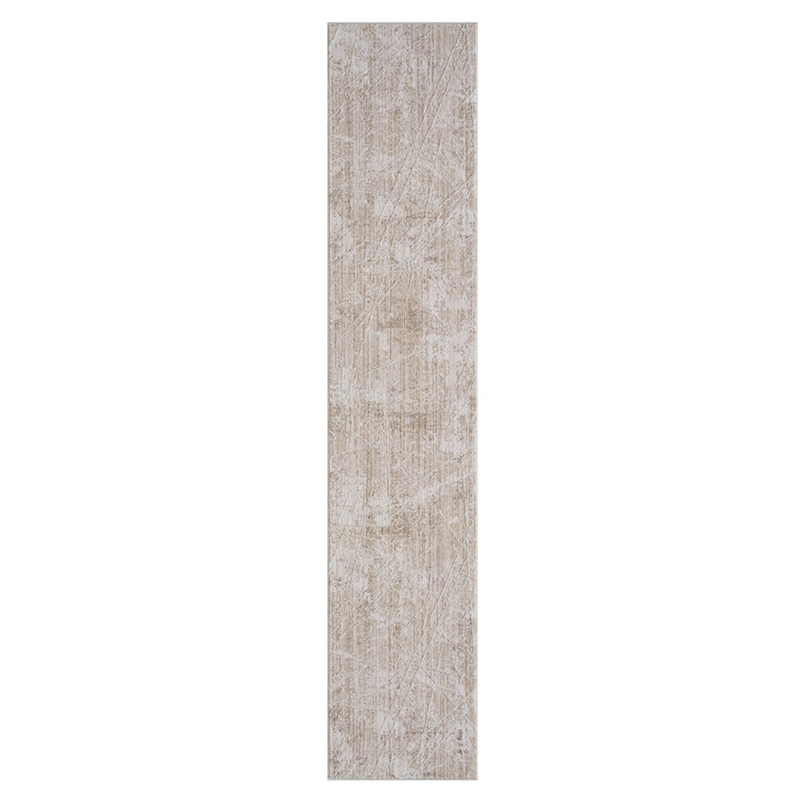 2' x 8' Beige Abstract Polyester Runner Rug