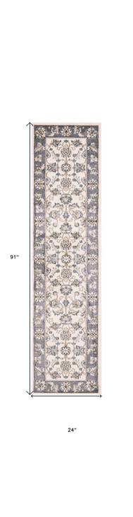2' x 8' Gray and Ivory Runner Rug