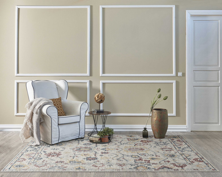 2' x 8' Ivory Hand Tufted Space Dyed Floral Traditional Indoor Runner Rug