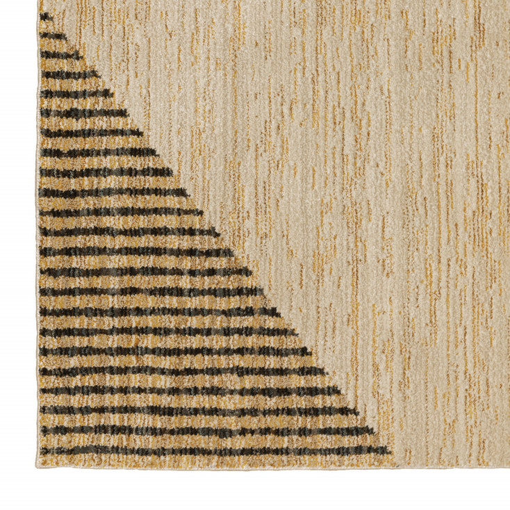 2' x 8' Gold Brown Blue Charcoal Rust and Beige Geometric Power Loom Runner Rug