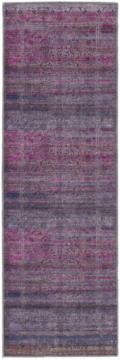 2' x 8' Pink and Purple Floral Power Loom Runner Rug