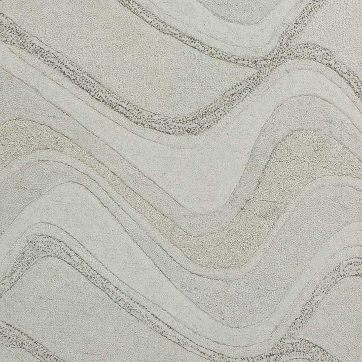 2' x 8' Ivory Abstract Waves Wool Runner Rug