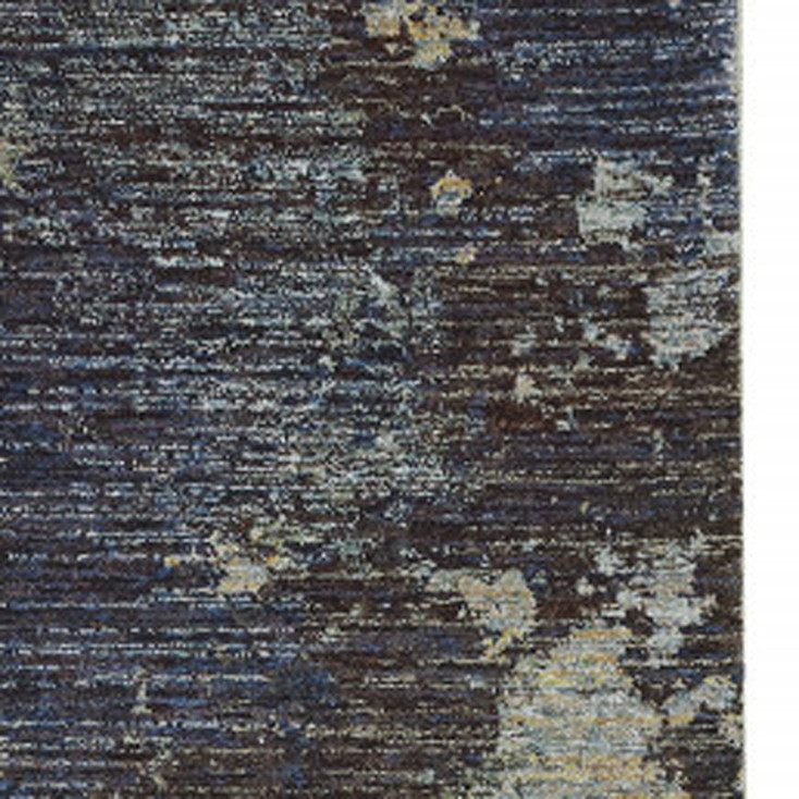2' x 8' Navy and Blue Abstract Power Loom Stain Resistant Runner Rug