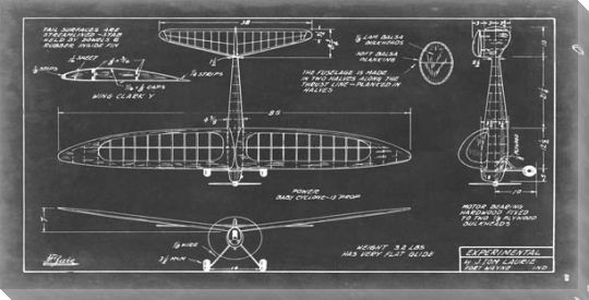 Aeronautic Blueprint VI Wrapped Canvas Giclee Print Wall Art