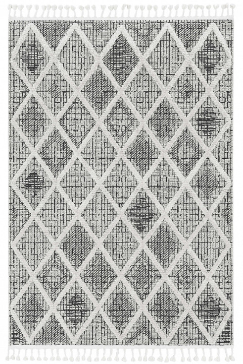 2' x 8' Charcoal Machine Woven Diamond Pattern Indoor Runner Rug