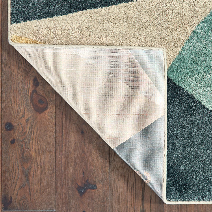 2' x 8' Blue Green Beige Retro Wedge Indoor Runner Rug