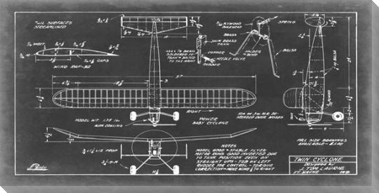 Aeronautic Blueprint VII Wrapped Canvas Giclee Print Wall Art
