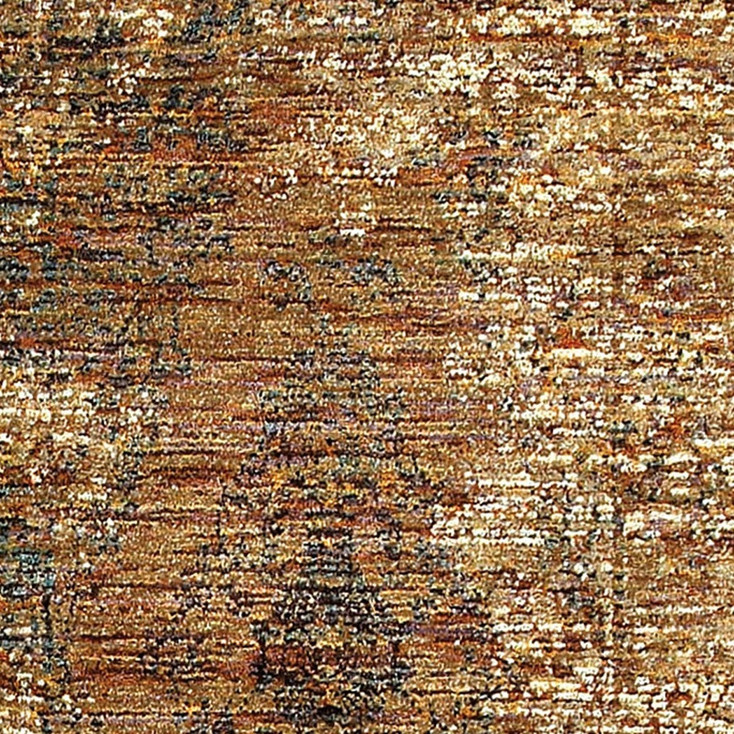 2' x 8' Gold and Brown Oriental Power Loom Stain Resistant Runner Rug