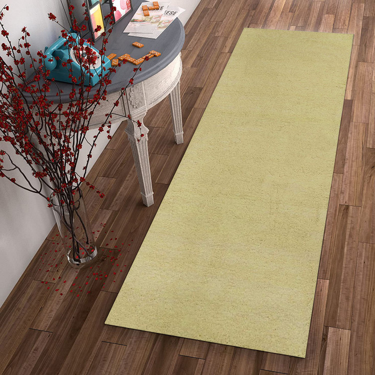 2' x 8' Canary Yellow Plain Runner Rug