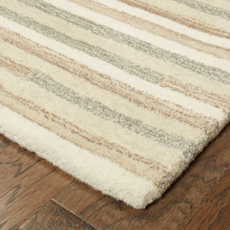 3' x 8' Beige and Gray Eclectic Lines Runner Rug