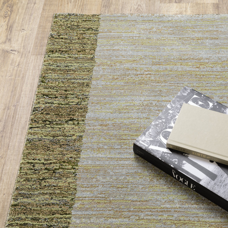 2' x 8' Gold Green Charcoal Teal Blue Purple Grey & Beige Geometric Power Loom Runner Rug