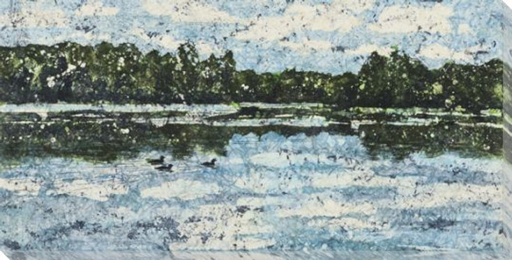 Loon Trio Batik Trees Wrapped Canvas Giclee Print Wall Art