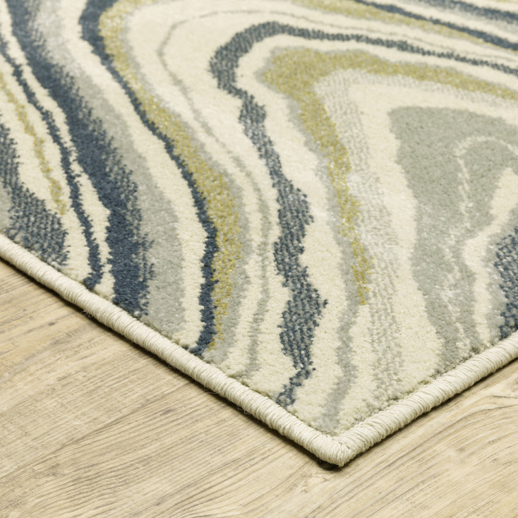 2' x 8' Gray and Ivory Abstract Power Loom Polypropylene Runner Rug