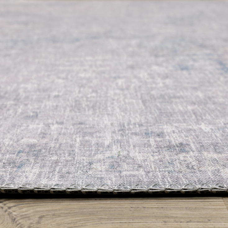 2' x 8' Grey & Blue Abstract Power Loom Stain Resistant Runner Rug