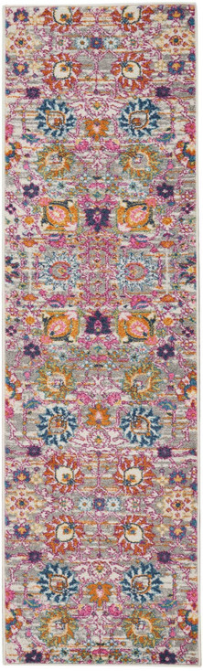 2' x 8' Silver Floral Power Loom Runner Rug