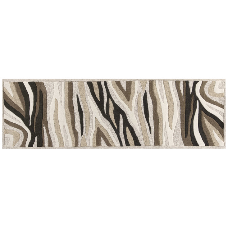 2' x 8' Natural Abstract Waves Wool Runner Rug