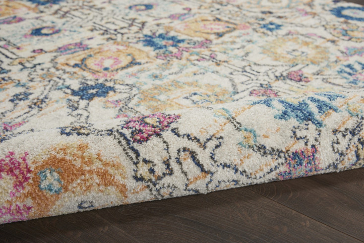 2' x 8' Orange and Ivory Floral Power Loom Polypropylene Runner Rug