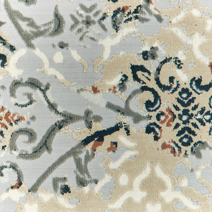 2' x 8' Grey & Gold Abstract Power Loom Stain Resistant Runner Rug