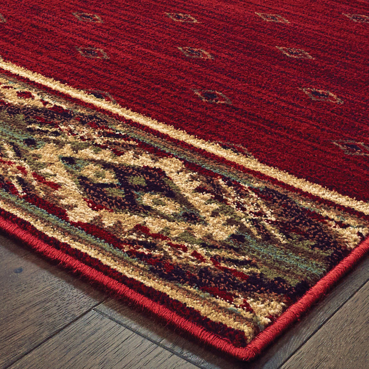 2' x 8' Berry Gold and Ivory Southwestern Power Loom Stain Resistant Runner Rug