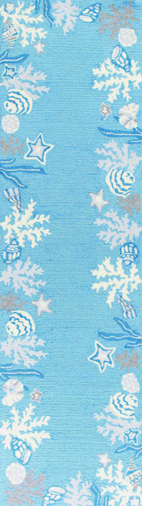 2' x 8' Sea Blue Costal Runner Rug
