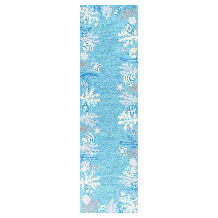 2' x 8' Sea Blue Costal Runner Rug