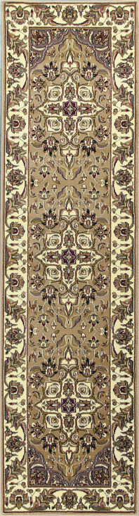2' x 8' Beige or Ivory Medallion Polypropylene Runner Rug