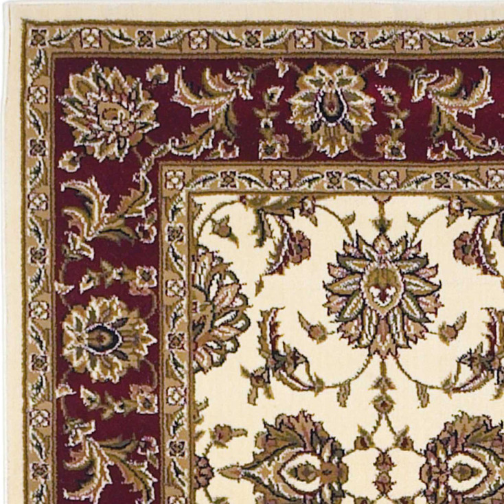 2' x 8' Red and Ivory Floral Medallion Runner Rug