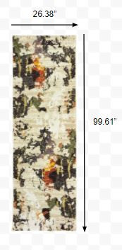 2' x 8' Abstract Weathered Beige and Gray Indoor Runner Rug