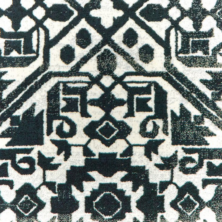 2' x 8' Navy & Ivory Geometric Power Loom Stain Resistant Runner Rug