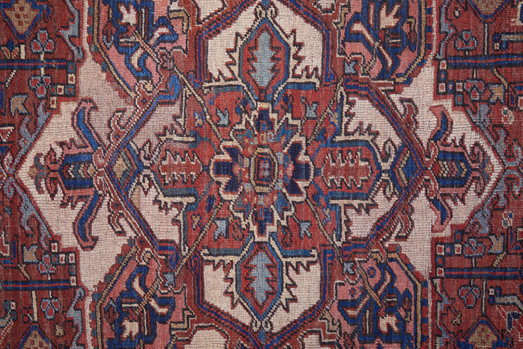 2' x 8' Red Tan & Blue Floral Power Loom Polyester Runner Rug