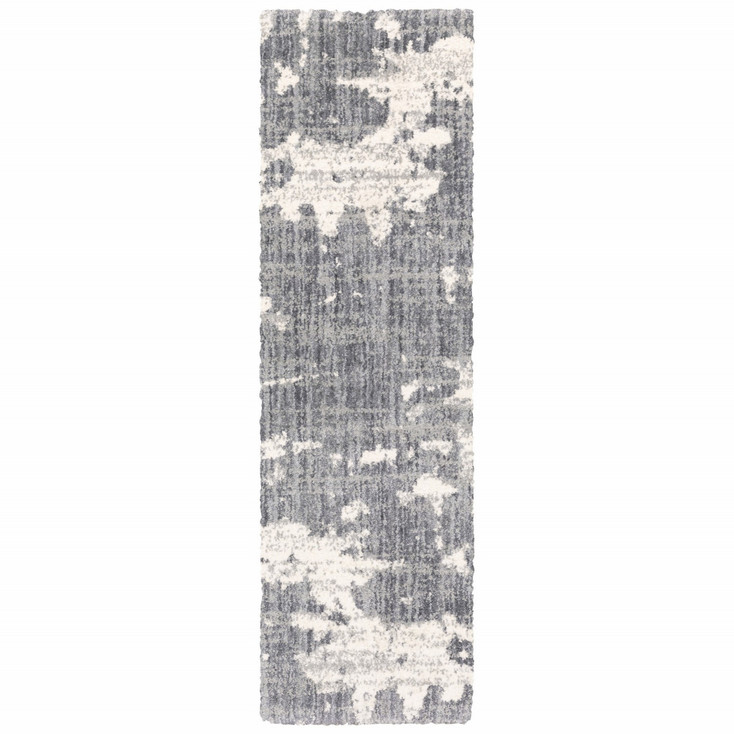 2' x 8' Grey and Ivory Grey Matter Runner Rug
