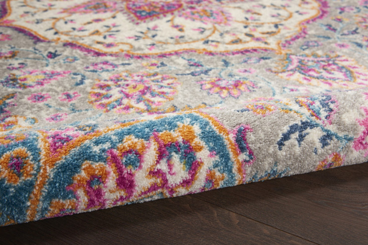 2' x 8' Pink and Gray Power Loom Runner Rug
