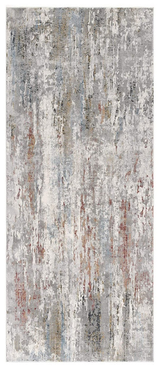 2' x 8' Gray Abstract Pattern Runner Rug