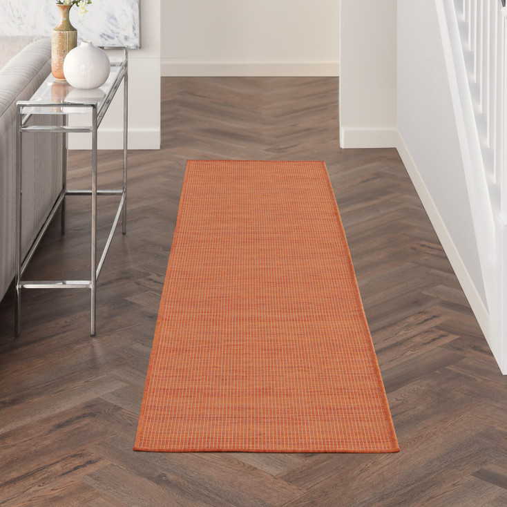 2' x 8' Rust Power Loom Runner Rug