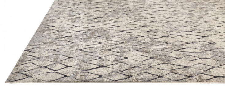 2' x 8' Ivory Gray & Taupe Abstract Stain Resistant Runner Rug