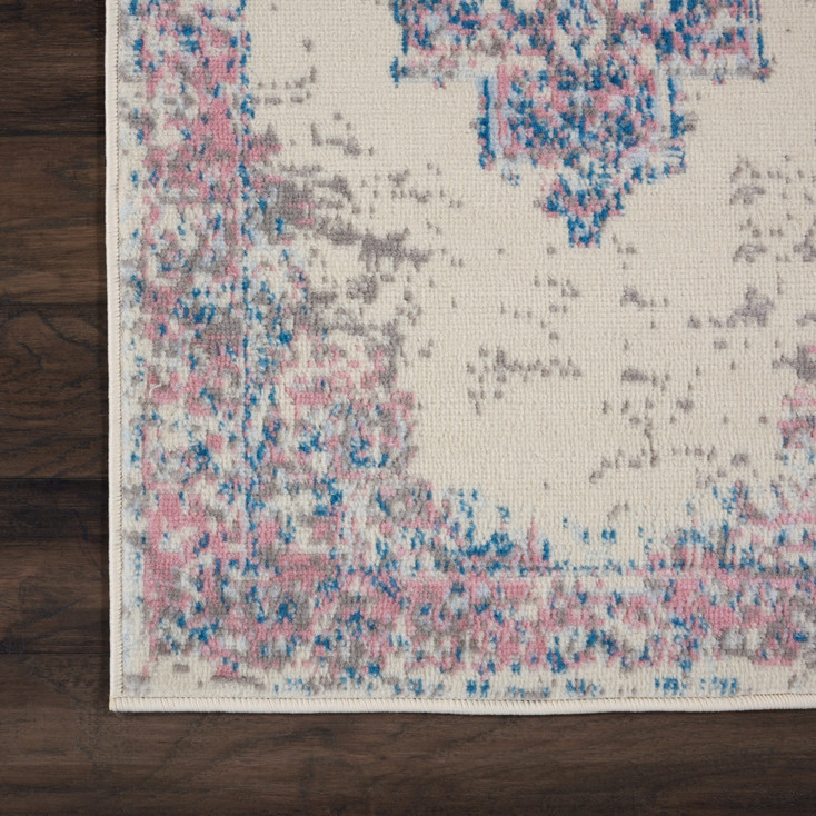 2' x 8' Pink Damask Power Loom Runner Rug