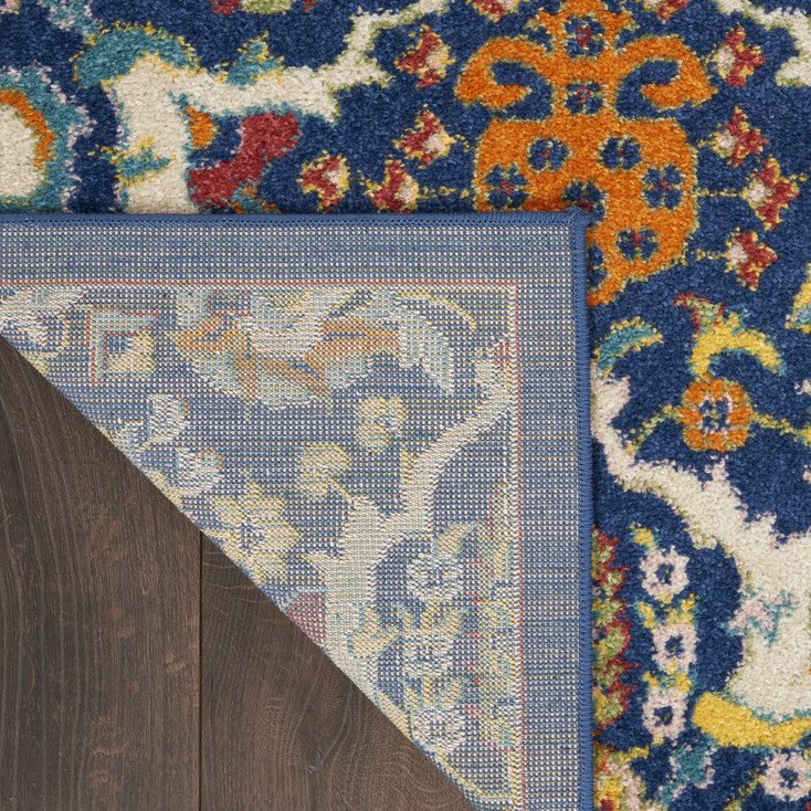 2' x 8' Blue Floral Power Loom Runner Rug