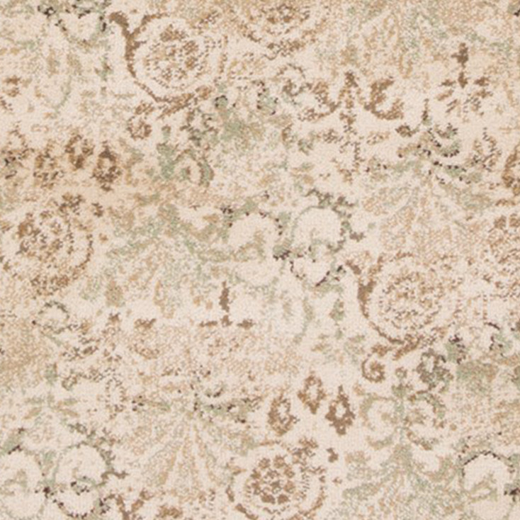 2' x 8' Ivory Machine Woven Floral Traditional Indoor Runner Rug