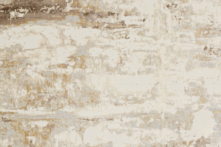 2' x 8' Tan Ivory and Gray Abstract Runner Rug
