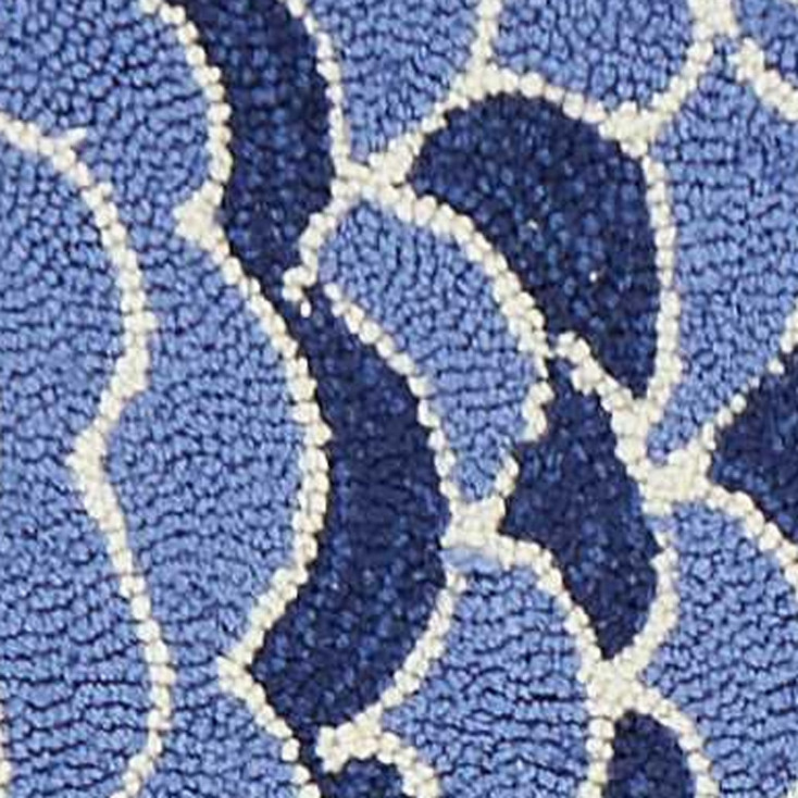 2' x 8' Light Blue Hand Hooked Oversized Sea Of Fish Indoor Runner Rug