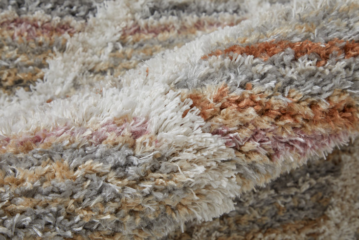 2' x 8' Tan Taupe and Ivory Geometric Power Loom Stain Resistant Runner Rug