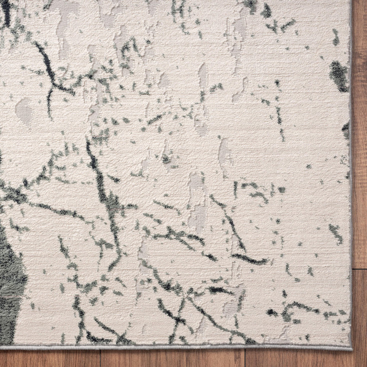 2' x 8' Ivory Abstract Area Rug