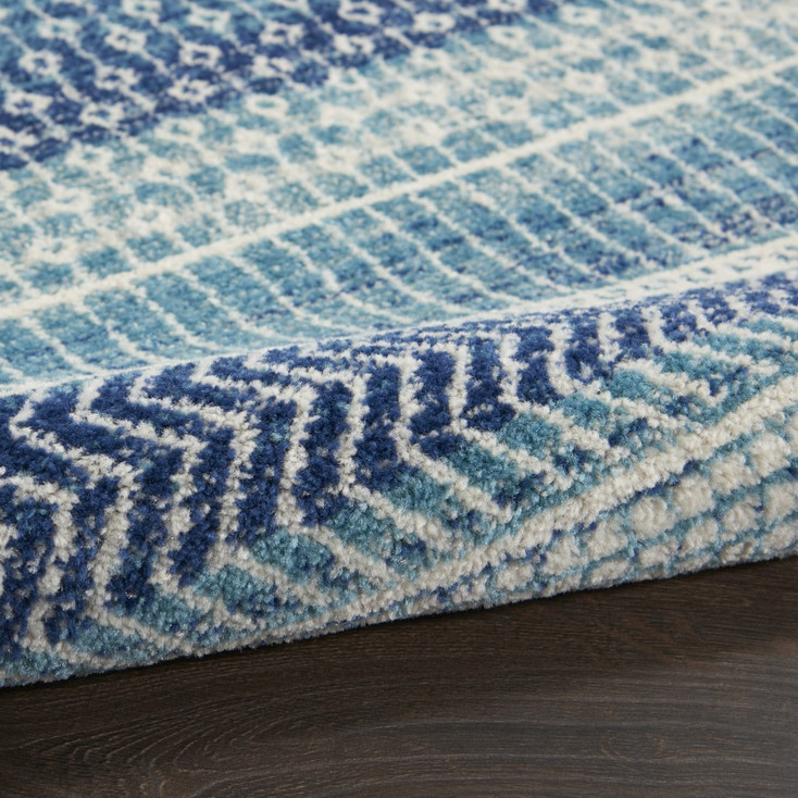 2' x 8' Navy Blue Southwestern Power Loom Runner Rug