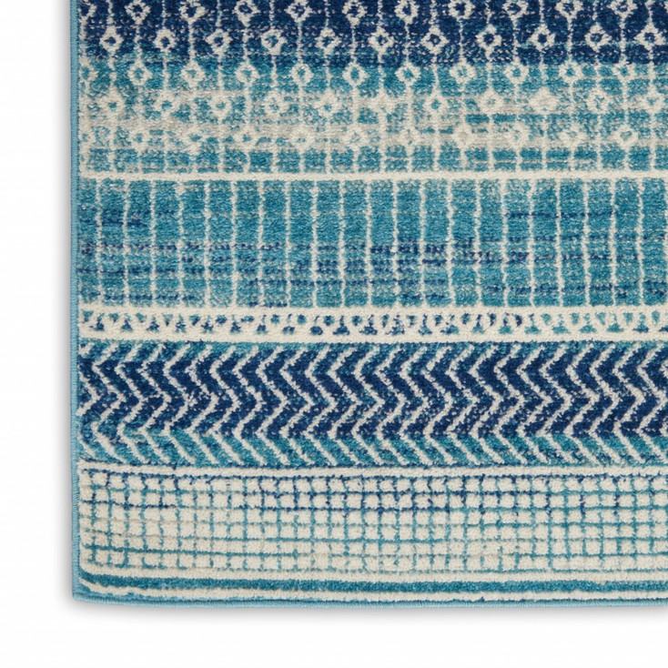 2' x 8' Navy Blue Southwestern Power Loom Runner Rug