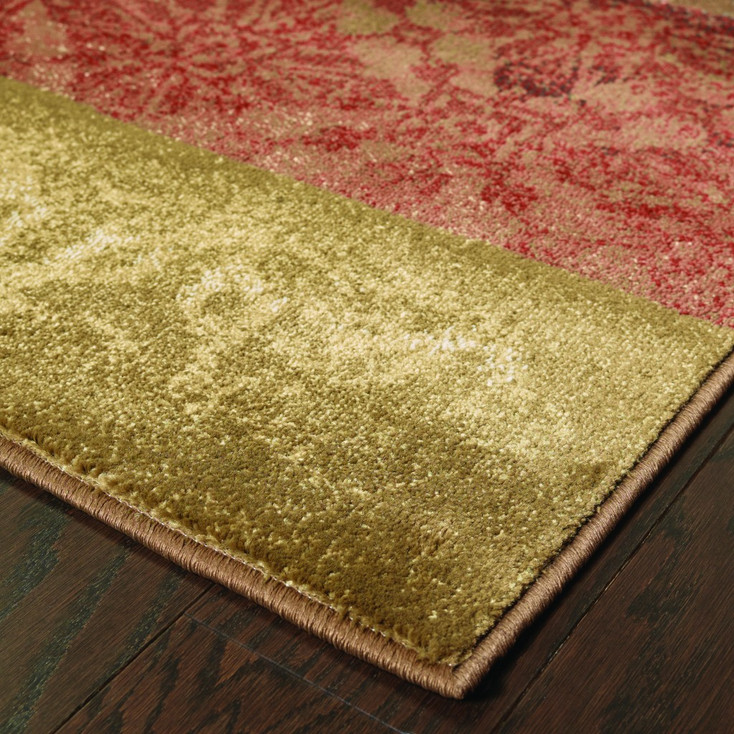 2' x 8' Beige and Brown Floral Block Pattern Runner Rug